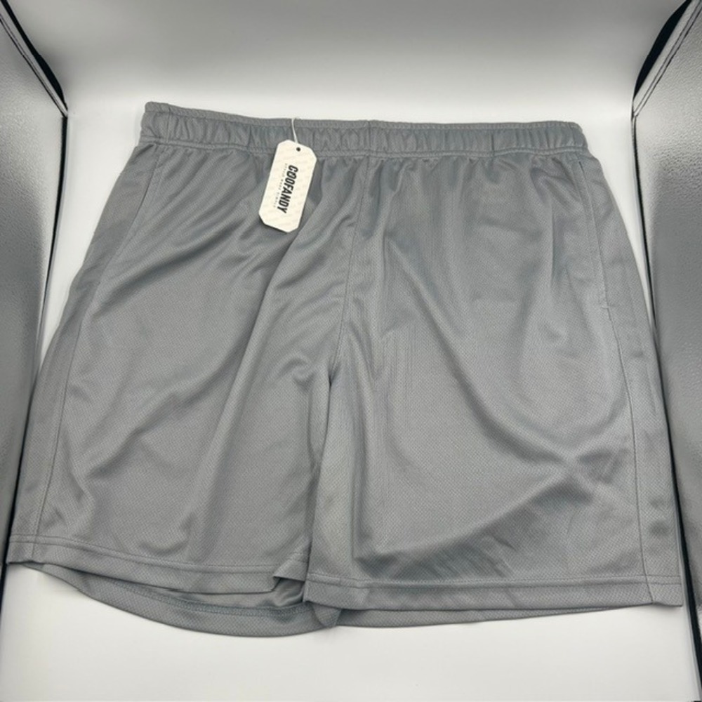 COOFANDY Men's Gray Athletic Mesh Lightweight Drawstring Gym Shorts Size XL‎